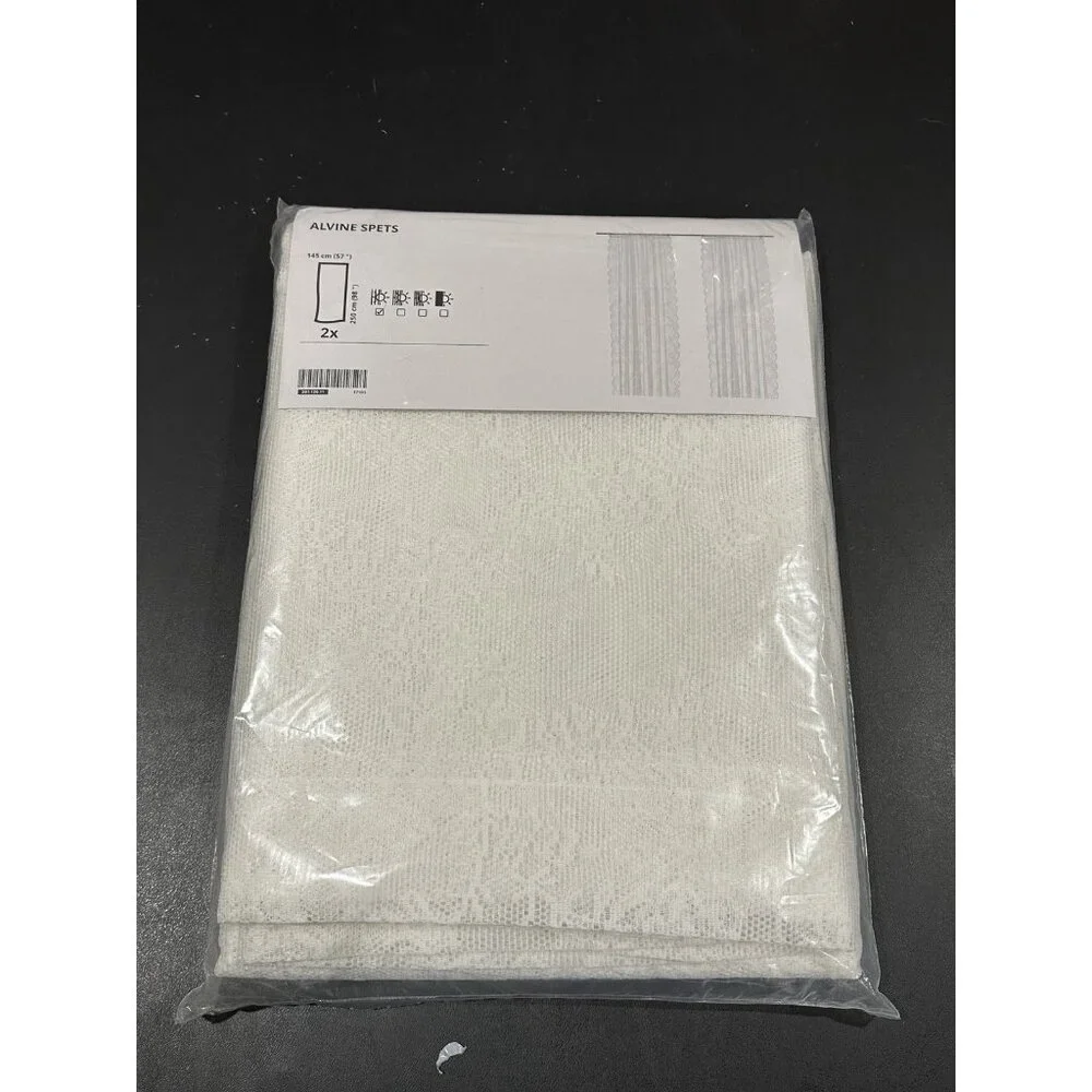 IKEA Lovely Classic White Alvine Spets 145 x 250cm Lace Net Curtains Sealed New